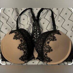 Victoria Secret Elegant Lace Black and Tan Bra